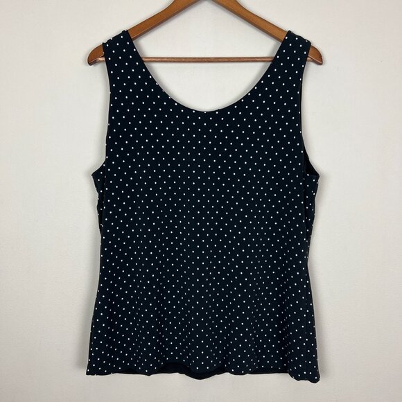 Reversible Tank Top Womens Large Black White Polka Dot Solid Sleeveless V-Neck - Picture 8 of 10